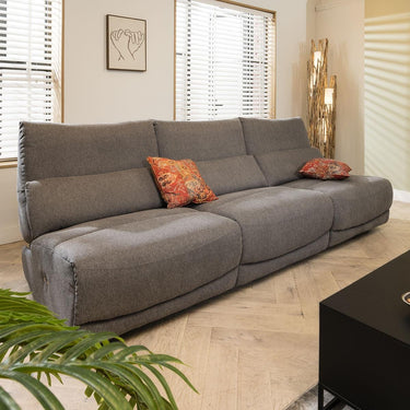 Quatropi Modern 4 Seater Small Modular Electric Recliner Sofa Grey Fabric S32R