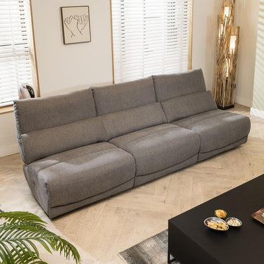 Quatropi Modern 4 Seater Small Modular Recliner Sofa Couch Set Grey Fabric S3R