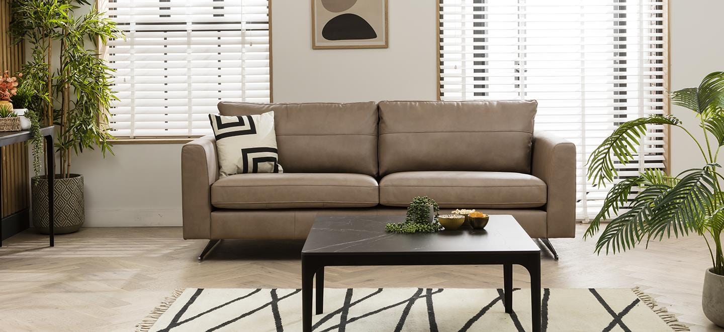 Quatropi Modern 4 Seater Sofa - Premium Real Leather - 221cm In stock