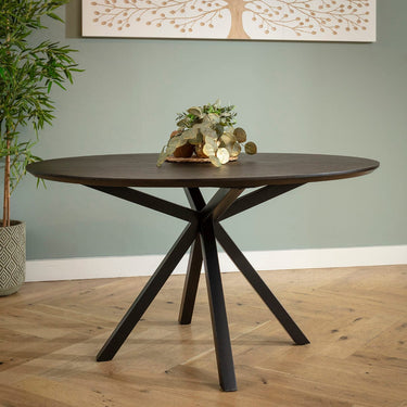 Quatropi Modern 4 Seater Wooden Round Kitchen Dining Room Table Dark Oak 140cm