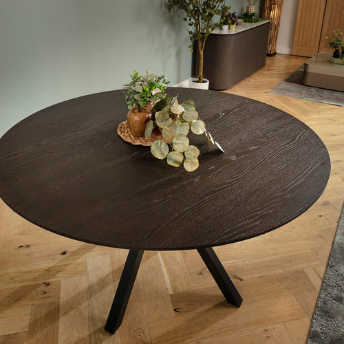 Grado 4 Seater Wooden Round Dining Table Dark Oak 140cm [Seconds]