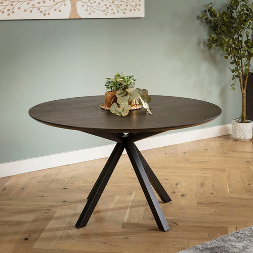 Grado 4 Seater Wooden Round Dining Table Dark Oak 140cm [Seconds]