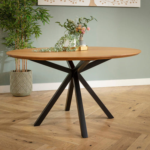 Grado 4 Seater Wooden Round Dining Table Light Oak 140cm [Seconds]
