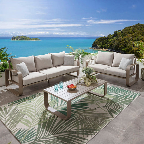 Freddy 5 Seater Aluminium Garden Sofa Set & Coffee Table Latte Cream