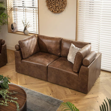Quatropi Modern 5 Seater Modular 3 & 2 Seater Sofa Set Suite Couch Brown Fabric