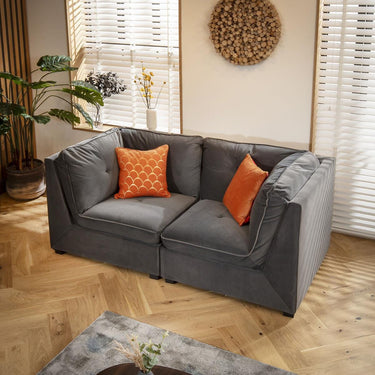 Quatropi Modern 5 Seater Modular 3 & 2 Seater Sofa Set Suite Couch Grey Fabric