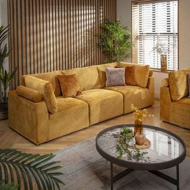 Quatropi Modern 5 Seater Modular 3 & 2 Seater Sofa Set Suite Couch Mustard Fabric