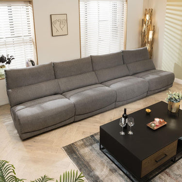 Quatropi Modern 5 Seater Modular Electric Recliner Sofa Couch Grey Fabric S4R