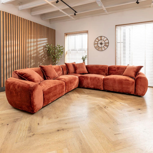 Maddie 5 Seater Modular Corner Sofa Fire Orange 289x289cm 14