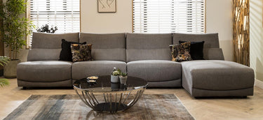 Quatropi Modern 5 Seater Modular L-Shape Corner Sofa Set Chaise Grey Fabric L2