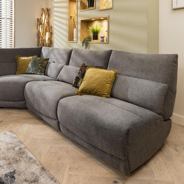 Quatropi Modern 6 Seater Electric Recliner L-Shape Corner Sofa Grey Fabric L62R