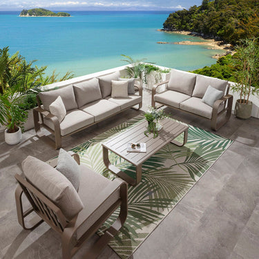 Quatropi Modern 6 Seater Garden Sofa & Armchair Set with Coffee Table Aluminium Cream