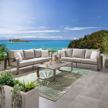 Quatropi Modern 6 Seater Garden Sofa Set & Coffee Table Aluminium Cream