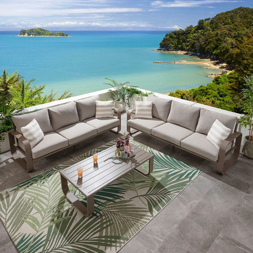 Freddy 6 Seater Aluminium Garden Sofa Set & Coffee Table Latte Cream