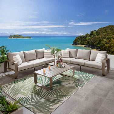 Quatropi Modern 6 Seater Garden Sofa Set & Coffee Table Aluminium Cream