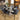 Quatropi Modern 6 Seater Glass Dining Table And Chairs Set Grey Blue Fabric
