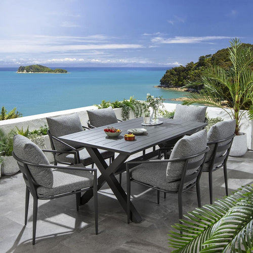 Mia 6 Seater Outdoor Garden Dining Set Aluminium Grey