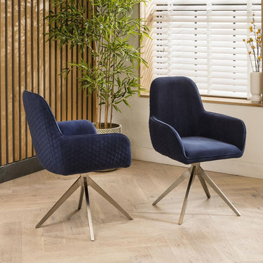 Quatropi Modern 6 Seater Round Dining Set Lazy Susan Black Oak Navy 160cm