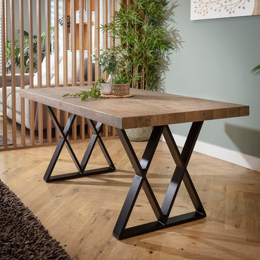 Quatropi Modern 6 Seater Wooden Kitchen Dining Room Table Reclaimed Oak 180cm x 90cm