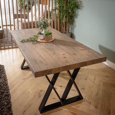 Quatropi Modern 6 Seater Wooden Kitchen Dining Room Table Reclaimed Oak 180cm x 90cm