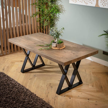 Quatropi Modern 6 Seater Wooden Kitchen Dining Room Table Reclaimed Oak 180cm x 90cm