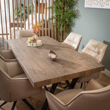 Quatropi Modern 6 Seater Wooden Kitchen Dining Room Table Reclaimed Oak 180cm x 90cm