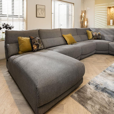 Quatropi Modern 7 Seater Electric Recliner L-Shape Corner Sofa Grey Fabric L4R