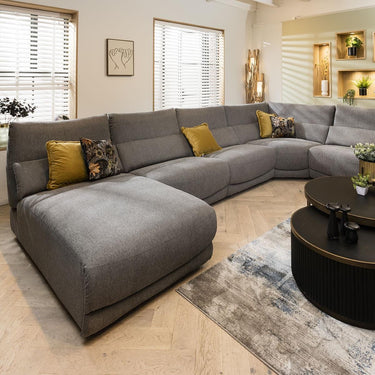 Quatropi Modern 7 Seater Modular L-Shape Corner Sofa Settee Set Grey Fabric L4