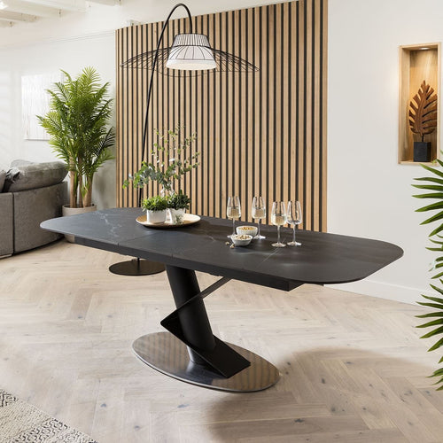 Vertex 8 Seater Extending Ceramic Dining Table Black 180-220cm