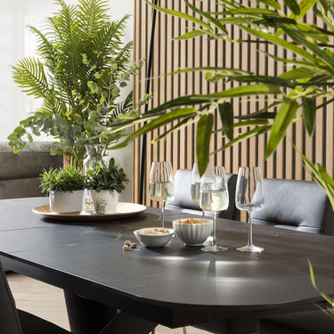 Quatropi Modern 8 Seat Ceramic Marble Extendable Dining Room Table Black 180-220cm