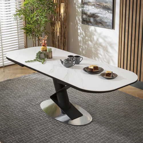 Vertex 8 Seater Extending Ceramic Dining Table White 180-220cm