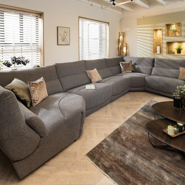 Quatropi Modern 8 Seater Electric Recliner L-Shape Corner Sofa Grey Fabric L5R