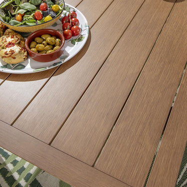 Quatropi Modern 8 Seater Garden Dining Set Beige Oak Wood Effect Aluminium