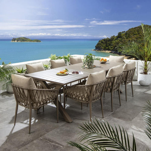 Verity & Star 8 Seater Outdoor Garden Dining Set Aluminium Beige