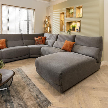 Quatropi Modern 8 Seater Modular L-Shape Corner Sofa Chaise Set Grey Fabric L7