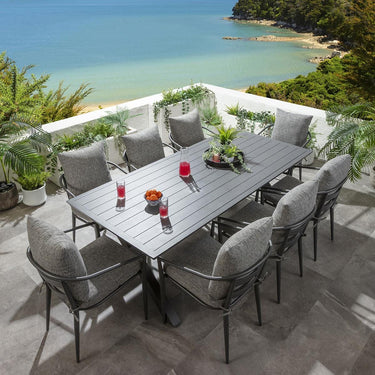 Quatropi Modern 8 Seater Outdoor Garden Dining Set All-Weather Grey Aluminium