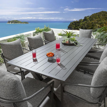 Quatropi Modern 8 Seater Outdoor Garden Dining Set All-Weather Grey Aluminium