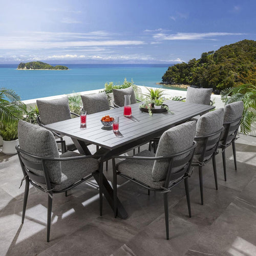 Mia 8 Seater Outdoor Garden Dining Set Grey Aluminium