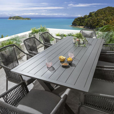 Quatropi Modern 8 Seater Outdoor Garden Table And Chairs Dining Set Grey Aluminium
