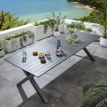 Quatropi Modern 8 Seater Outdoor Table and Chairs Dining Set Aluminium Grey 