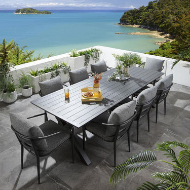 Quatropi Modern 8 Seater Outdoor Table and Chairs Dining Set Aluminium Grey 