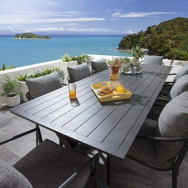 Quatropi Modern 8 Seater Outdoor Table and Chairs Dining Set Aluminium Grey 