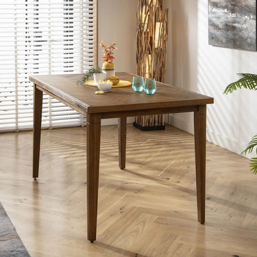 Quatropi Modern 8 Seater Solid Herringbone Wooden Counter Bar Table 150x96cm