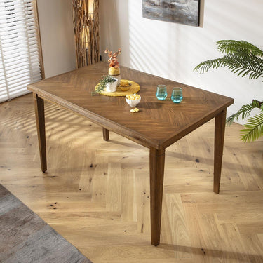 Quatropi Modern 8 Seater Solid Herringbone Wooden Counter Bar Table 150x96cm