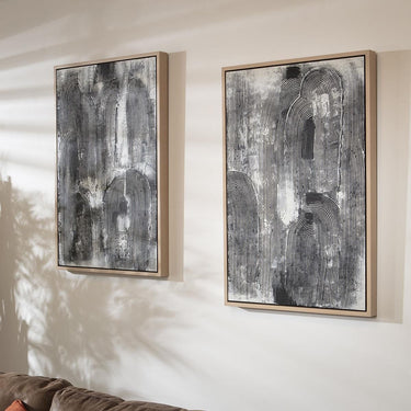 Quatropi Modern Absract Framed Wall Artwork Black & Grey 120x90cm