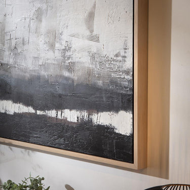 Quatropi Modern Absract Framed Wall Artwork Black & Grey 90x120cm