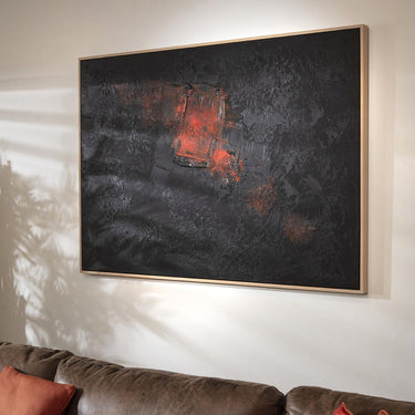 Quatropi Modern Abstract Framed Wall Artwork Black & Red 140x100cm