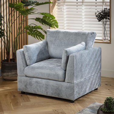Quatropi Modern Accent Armchair Blue Chenille Fabric 96x89cm