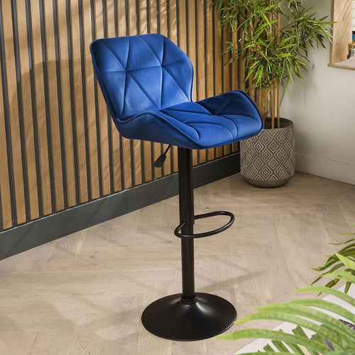 Harper Adjustable Velvet Bar Stool Blue
