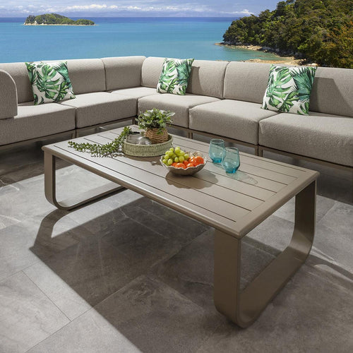 Freddy Aluminium Outdoor Garden Coffee Table Beige 140x72cm